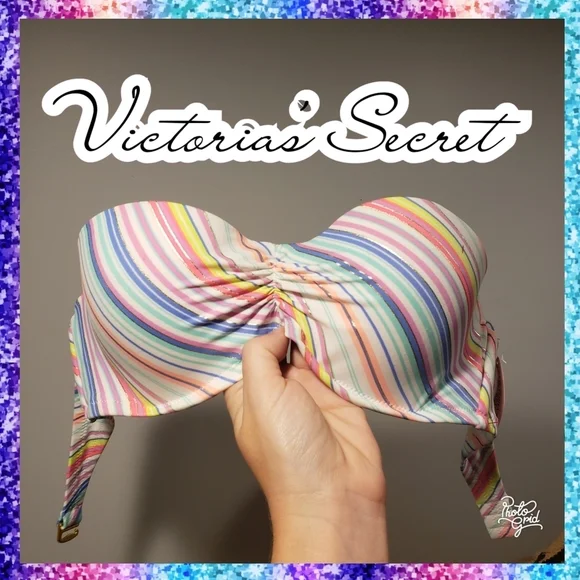 Pink Victoria's Secret 36b rainbow push up padded - Picture 1 of 6